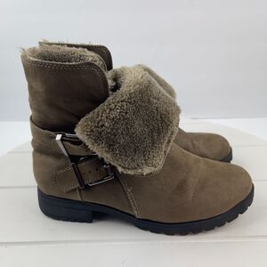 BRASH Women’s Brown Casual Boots Booties Size 8 Faux Fur Lining Buckles Warm